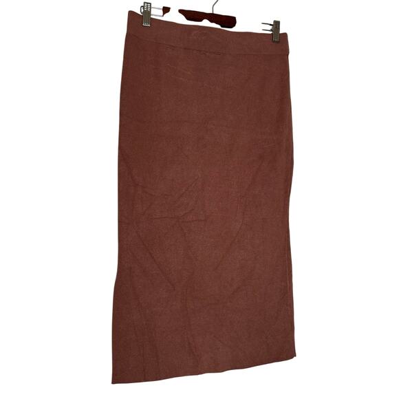 Bobeau Ribbed Midi Pencil Skirt Brown Knitted Women's Medium NWT - Picture 2 of 6